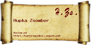 Hupka Zsombor névjegykártya